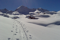 Skitourenspur in den Schladminger Tauern Richtung Giglach